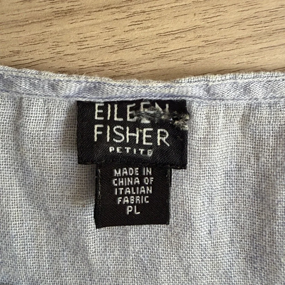 Eileen Fisher Women's Summer Dress Petite Linen Shift Semi Sheer Light Blue - Picture 2 of 9